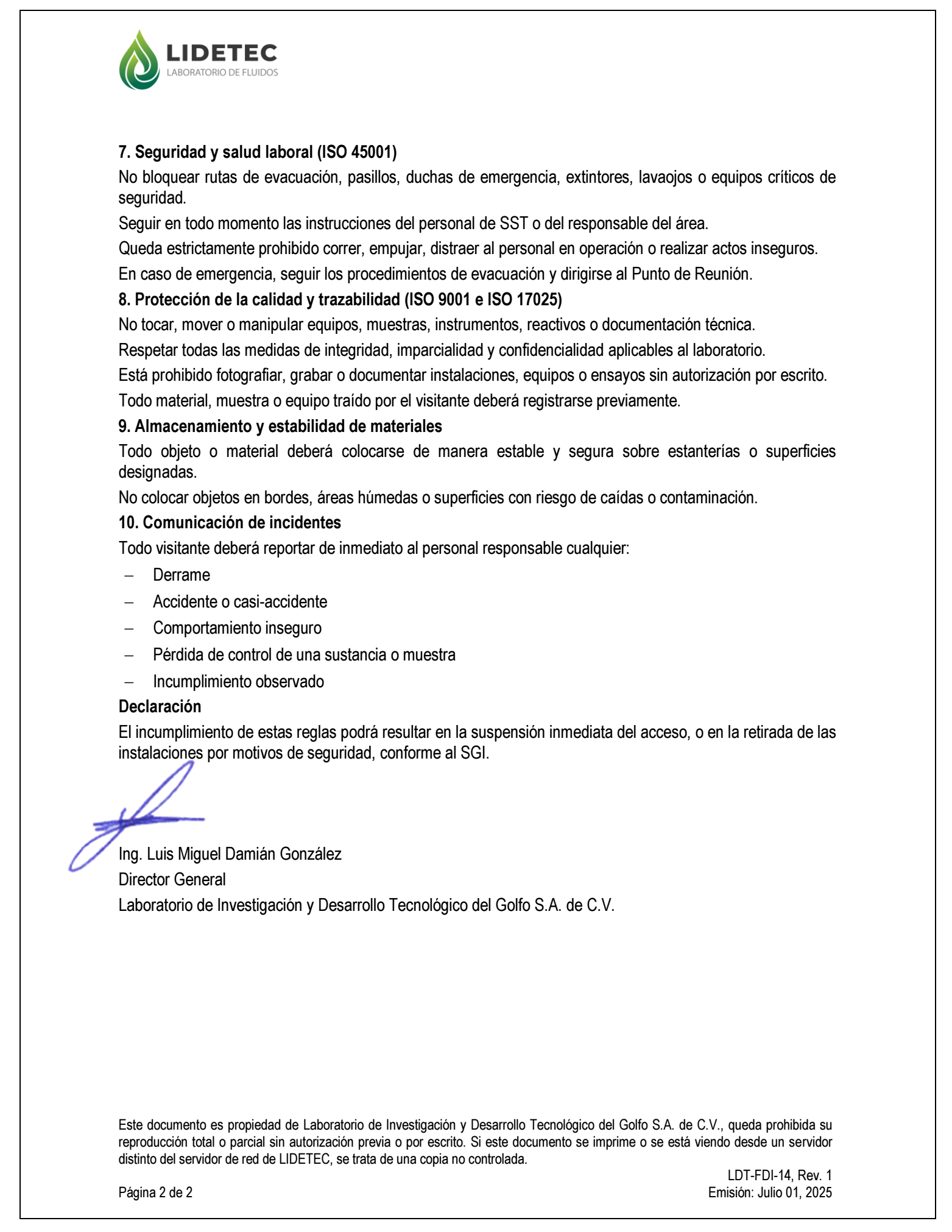 Reglamento de Seguridad pág. 2